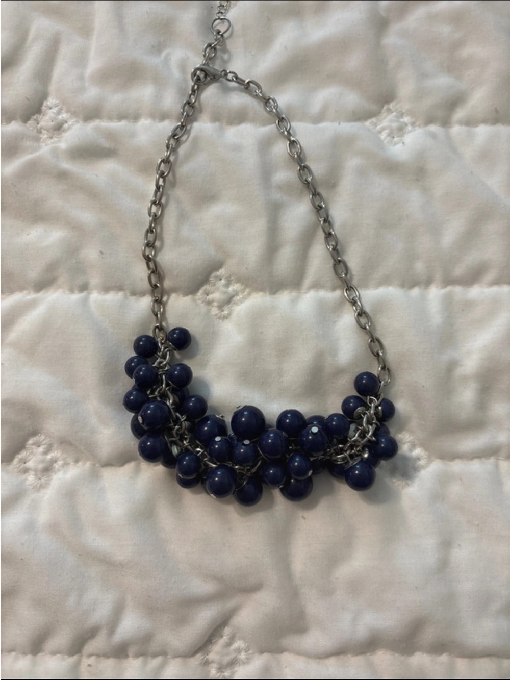 belk Navy Blue Cluster Beaded Necklace
